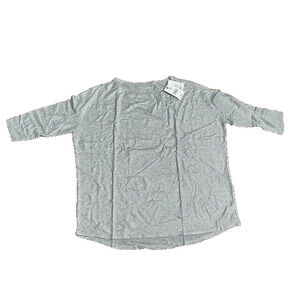 Majestic Filatures Deluxe Tee Shirt Bateau Neck 3/4 Sleeve Metallic Grey Sz 1/XS